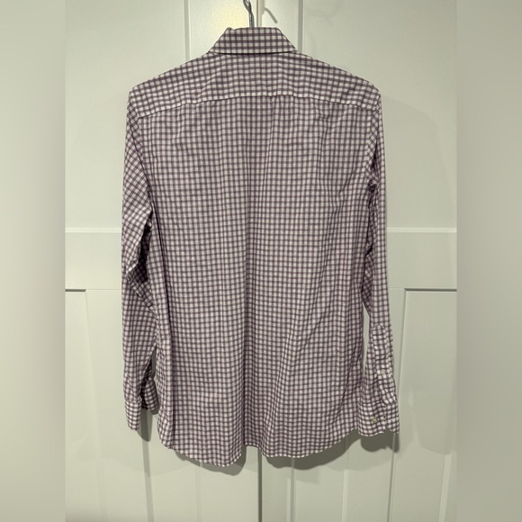 Banana Republic Non- Iron Camden Fit Purple and White Checkered Men's Shirt - Picture 5 of 5